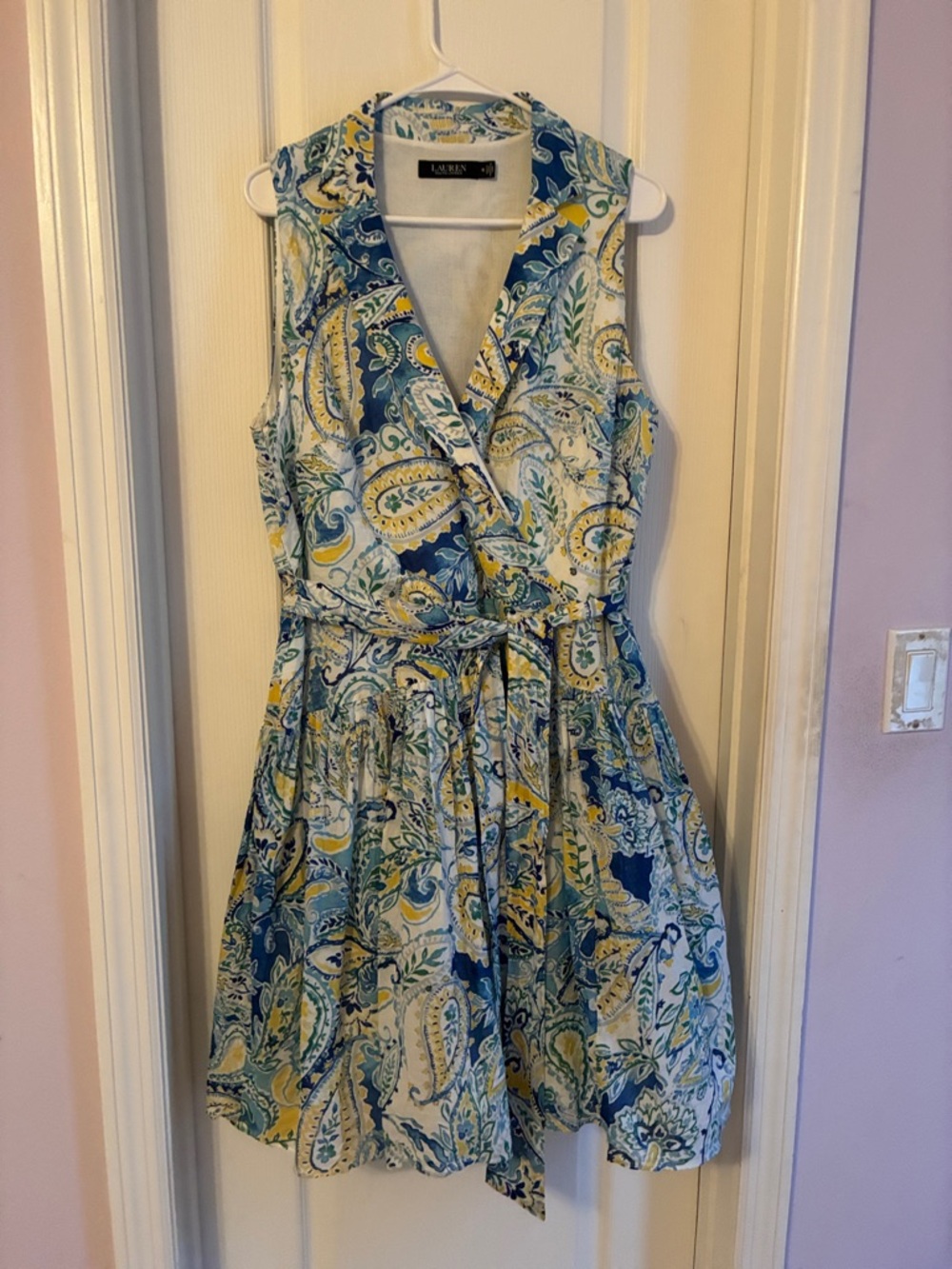 Ralph Lauren LRL Garden Party Blue & Yellow Paisley dress Sz 16 - Picture 4 of 9